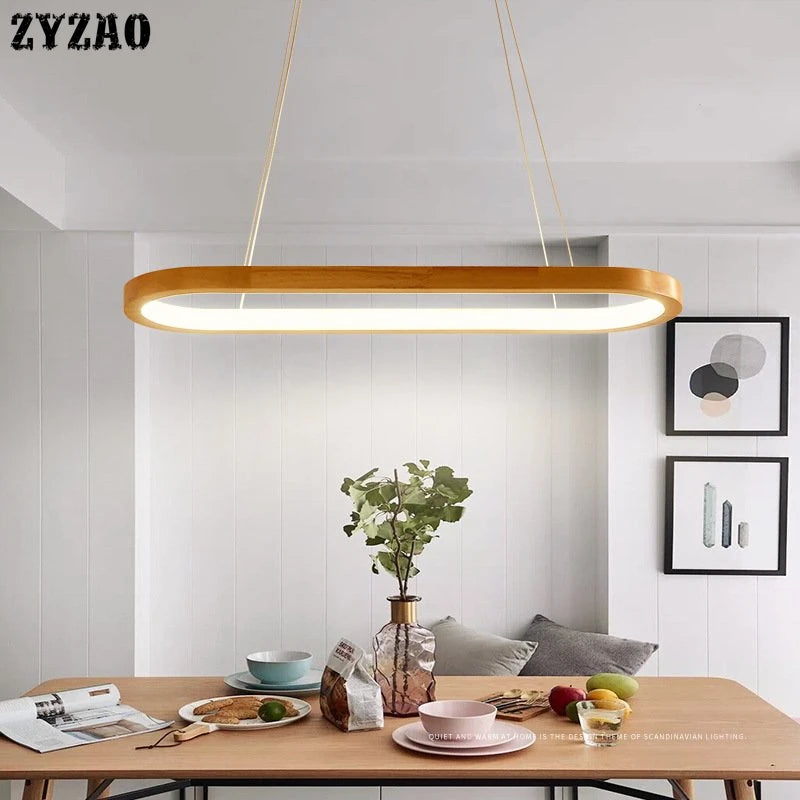 suspension en bois massif pour restaurant et bar à led - vue 3 sur 7
