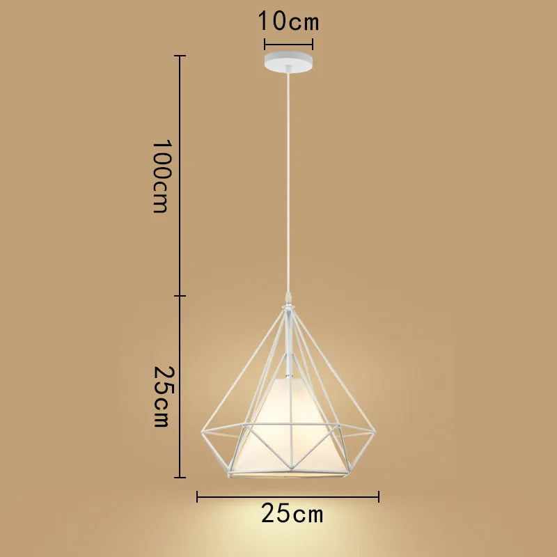 suspension cage à oiseaux minimaliste métal noir led - vue 10 sur 11