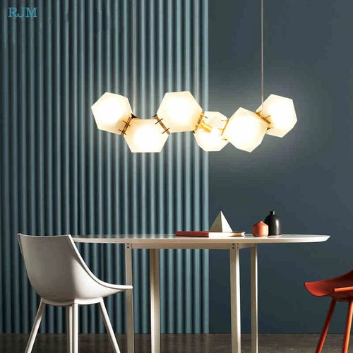 suspension en verre moléculaire à géométrie postmoderne nordique pour divers espaces - vue 2 sur 9