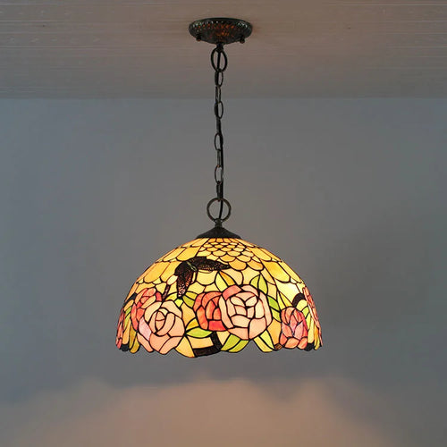 lustre rétro en verre teinté pour café et restaurant - vue 5 sur 8