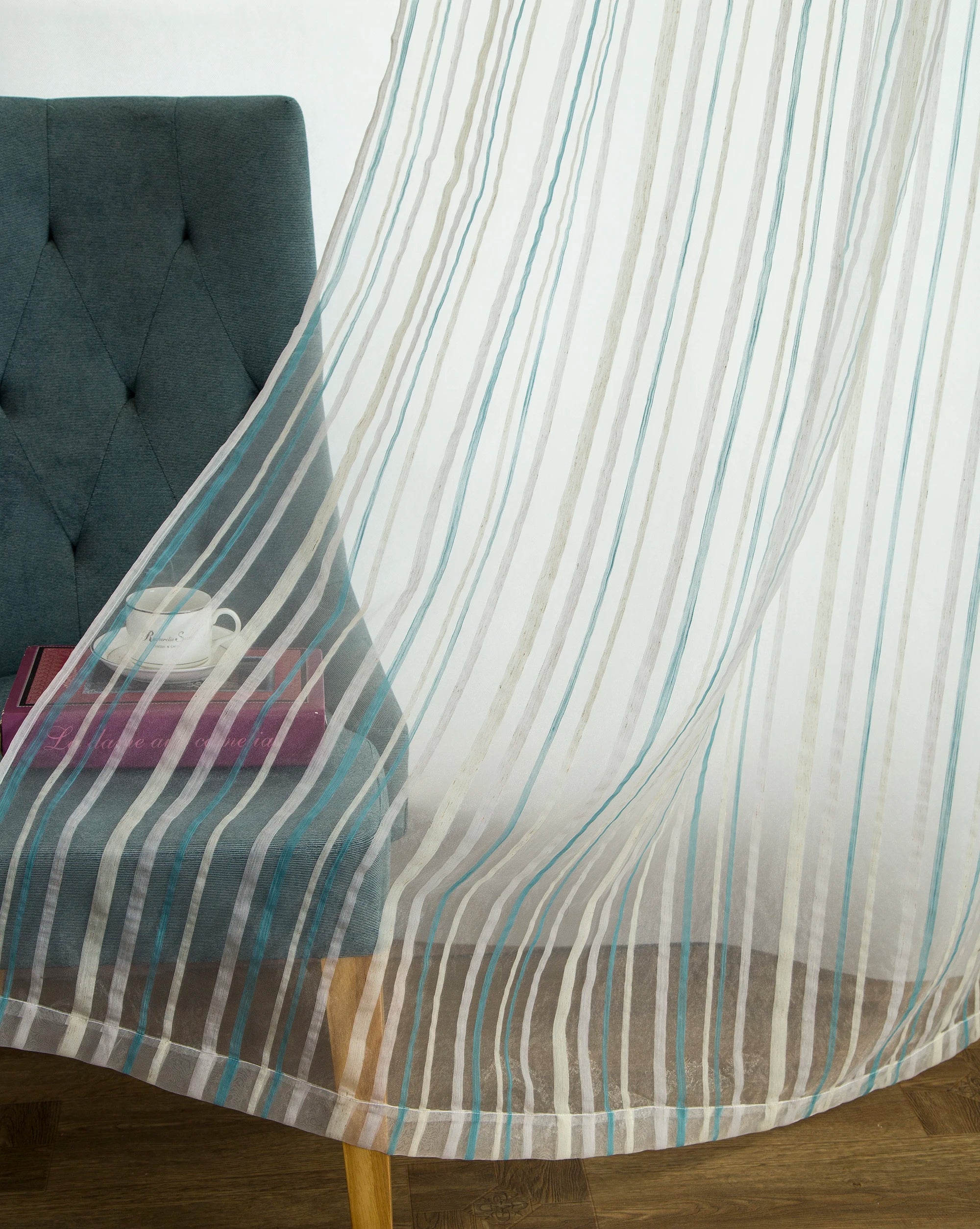 Voilage rayé style européen pour salon ou chambre - vue 5 sur 9
