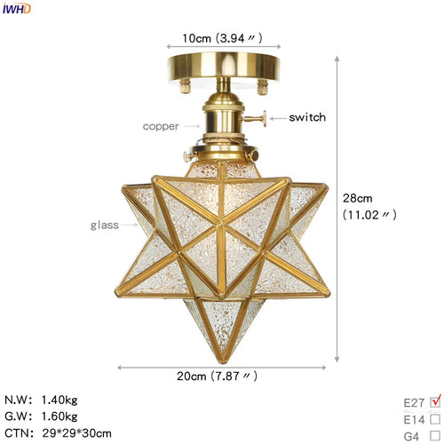 IWHD nordique japon Style cuivre plafonniers pour salon chambre boule De verre plafonnier Plafondlamp LED Lampara De Techo - vue 13 sur 15