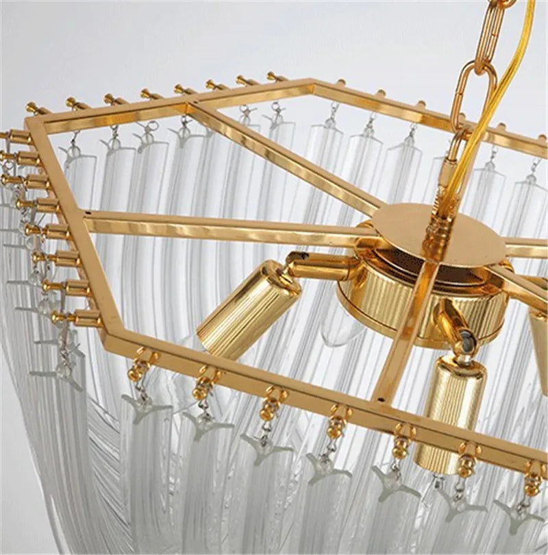 lustre suspendu en tube de verre courbé moderne - vue 3 sur 6