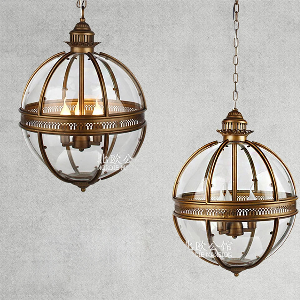 lustre rétro en fer et verre vintage pour éclairage intérieur - vue 6 sur 11