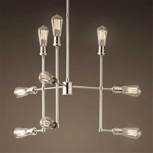 Retro industrial creativity 9 chandeliers, American country living room lights LOFT Loft Hotel bar personality lights - vue 3 sur 5