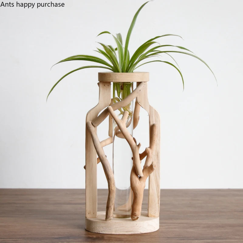 vase en bois massif fait main pour fleurs et décoration créative - vue 5 sur 14