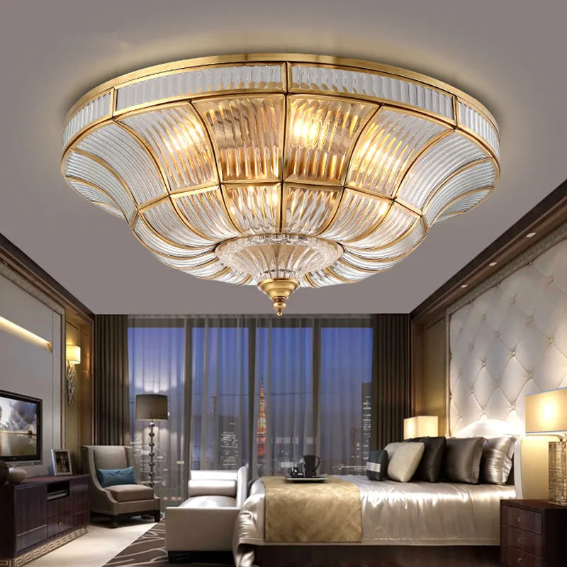 plafonnier en cuivre pur fait à la main pour intérieur élégant