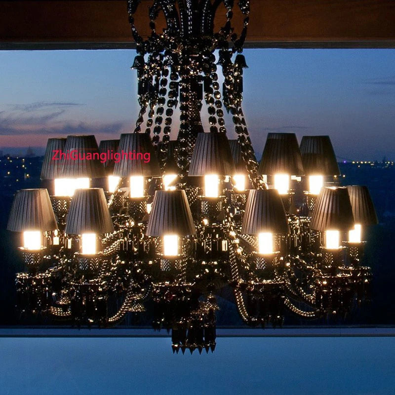 lustre en cristal noir pour un éclairage luxueux et élégant - vue 7 sur 21