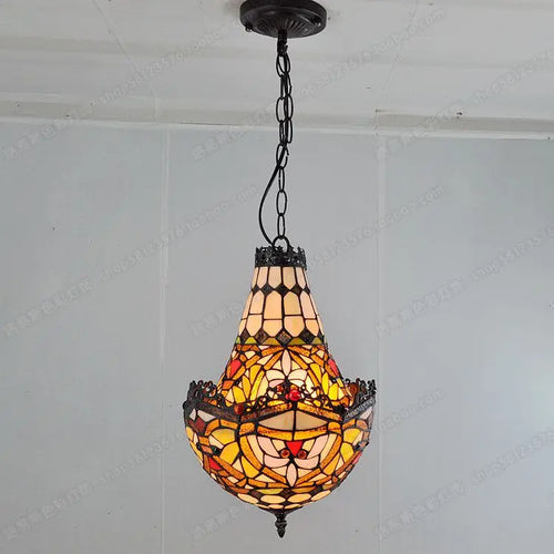 lustre en verre tiffany créatif rétro pour café bar escalier - vue 4 sur 6