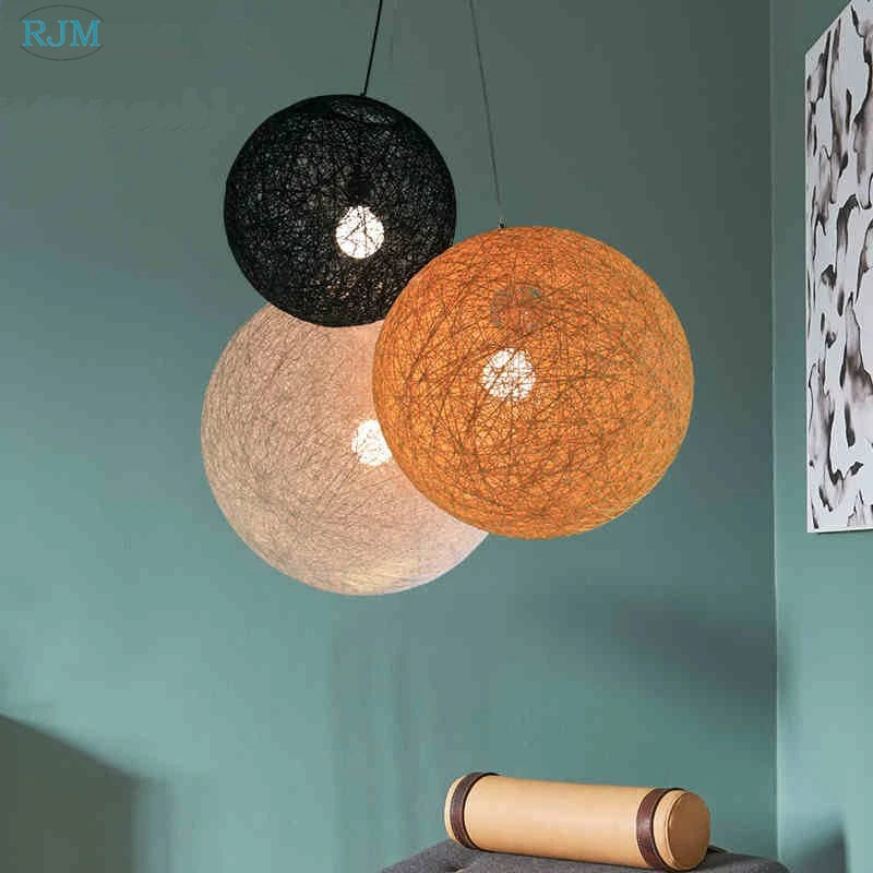 Suspension LED boule chanvre