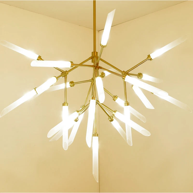 Lustre Simple arbre fourchette éclairage nordique créatif branche verre salon chambre Led Luminaria