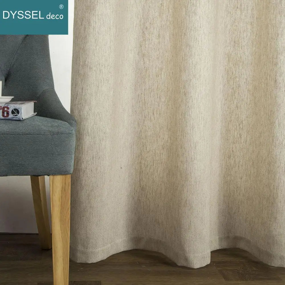 Rideau effet lin rayé style américain salon chambre - vue 3 sur 7