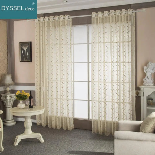 Voilage brodé motifs floraux style europe americain elegant - vue 4 sur 7