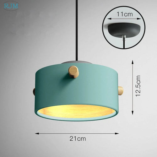 lampe suspendue nordique créative macarons led bois - vue 15 sur 18