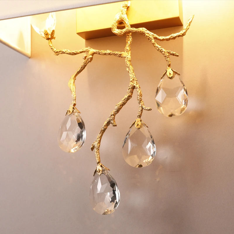 applique murale rétro en cristal doré pour intérieur moderne - vue 6 sur 8