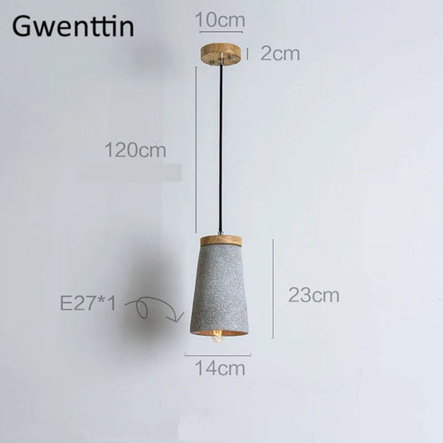 suspension en ciment vintage et bois moderne à LED - vue 6 sur 9