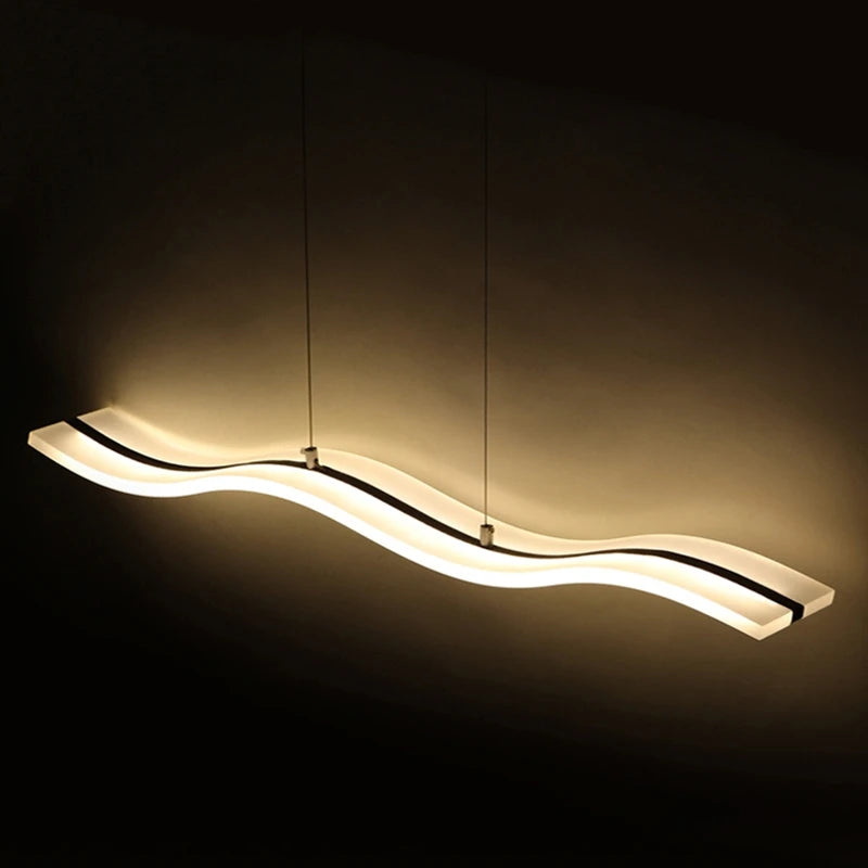 suspension moderne acrylique design vague gzmj led luminaire - vue 5 sur 7