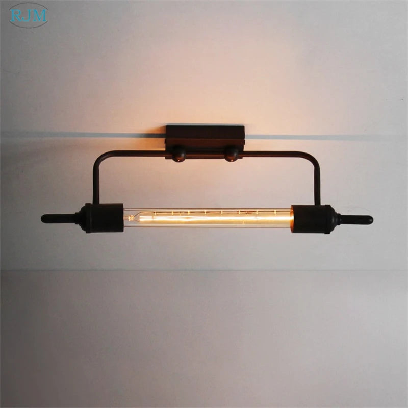 applique murale tube vapeur rétro américain vintage noir - vue 7 sur 7
