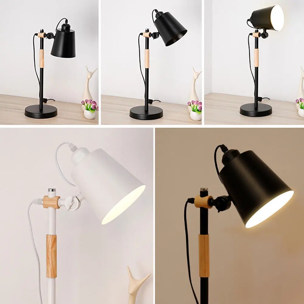 Lampe de bureau en bois métal moderne nordique - vue 3 sur 10
