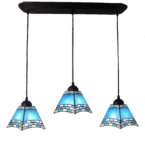 Pink, Blue, Green 3 Associations Rectangular Chandelier Modern European Glass Tiffany Lamp Table Stylish Mediterranean Bar - vue 3 sur 8