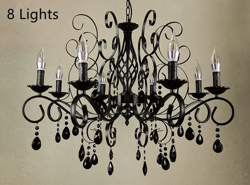 lustre rétro en métal verre et cristal décoratif pour intérieur - vue 5 sur 6