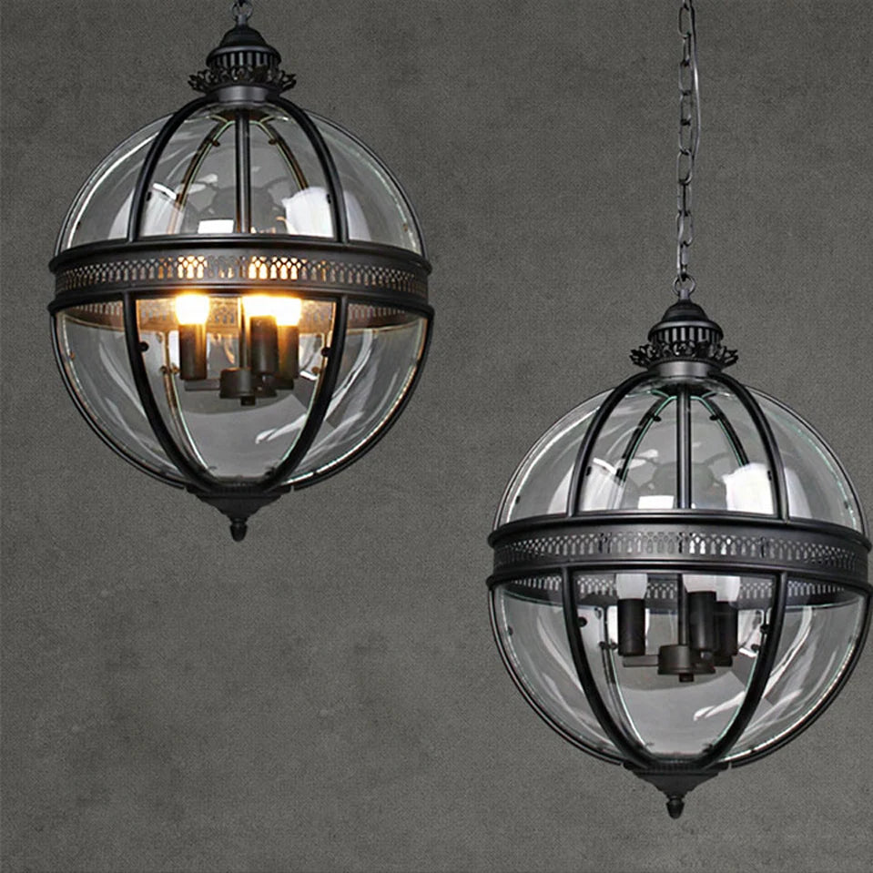 lustre rétro en fer et verre vintage pour éclairage intérieur - vue 5 sur 11