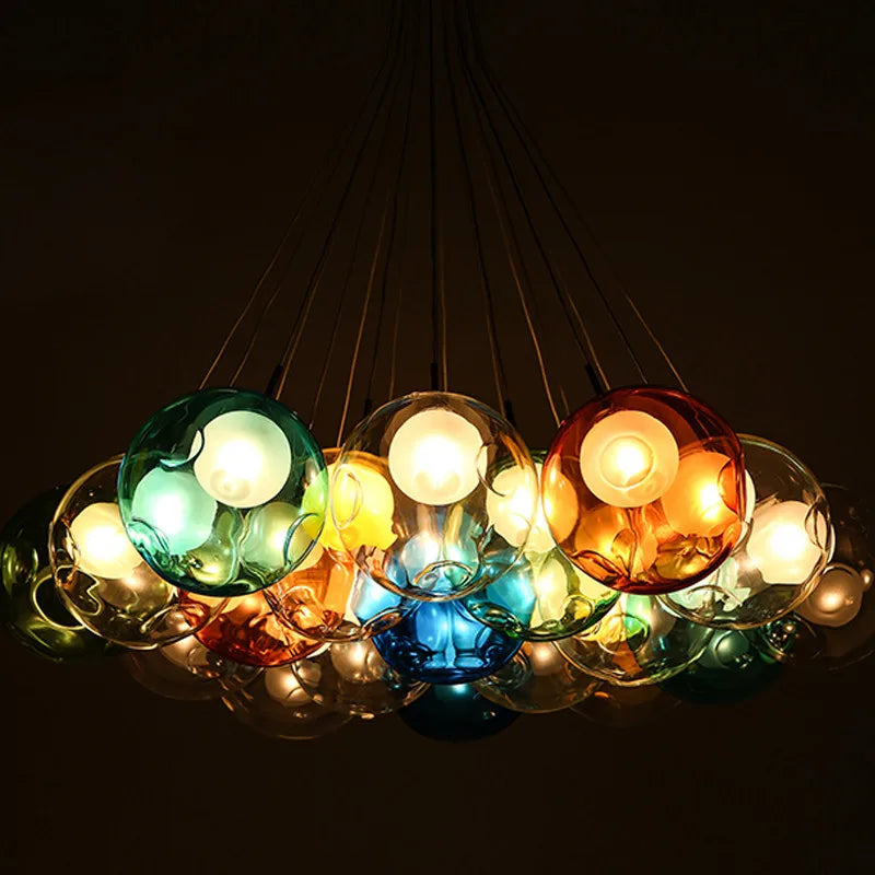 gzmj moderne boule de verre suspension lumières multiples têtes suspension lampe - vue 5 sur 13