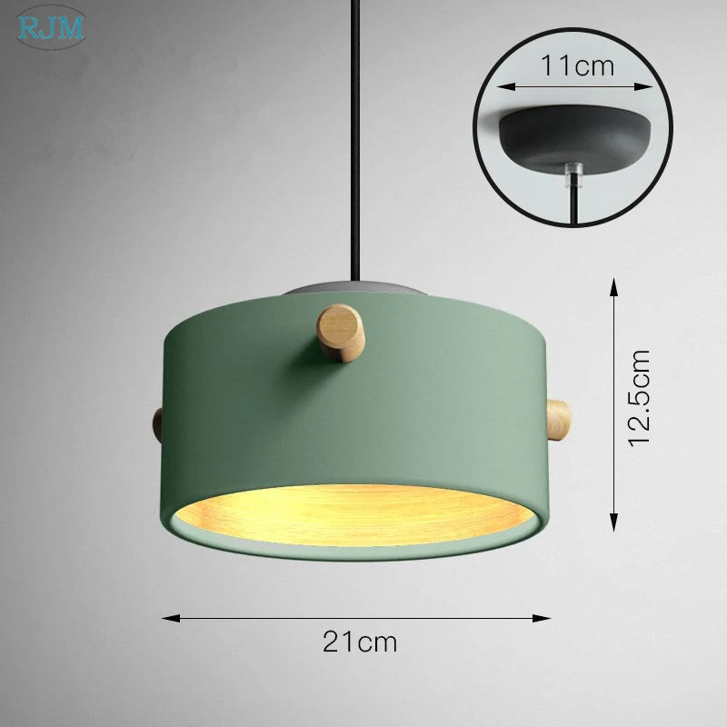 lampe suspendue nordique créative macarons led bois - vue 13 sur 18
