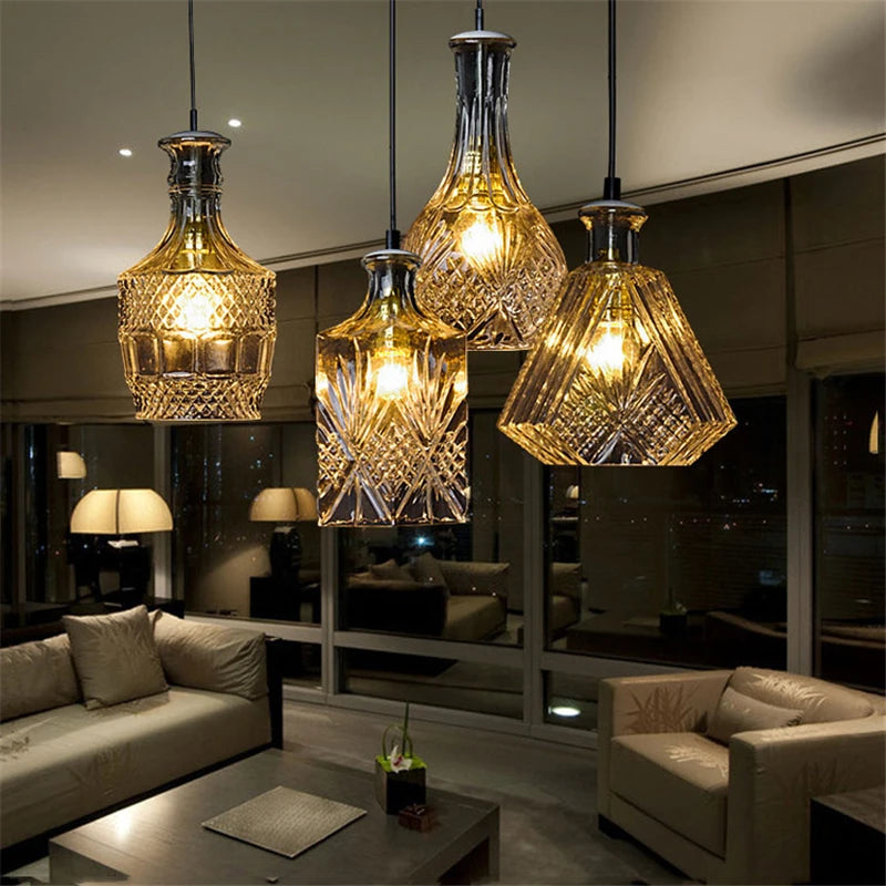 lustre nordique simple moderne industriel en verre pour bar café - vue 3 sur 10