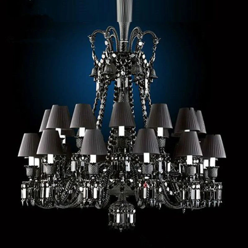 lustre en cristal noir pour un éclairage luxueux et élégant - vue 3 sur 21