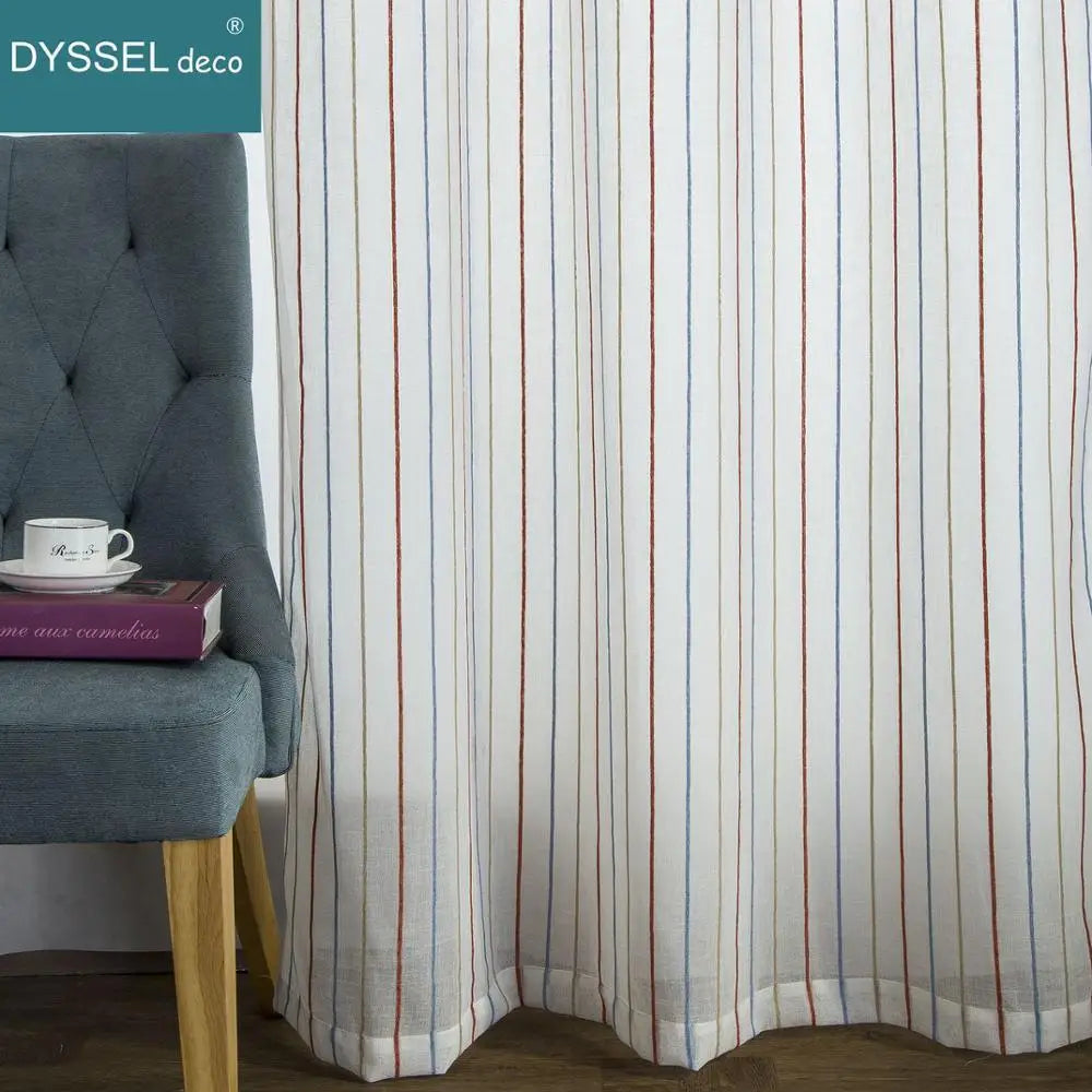 Voilage rayé style européen pour salon chambre - vue 2 sur 7