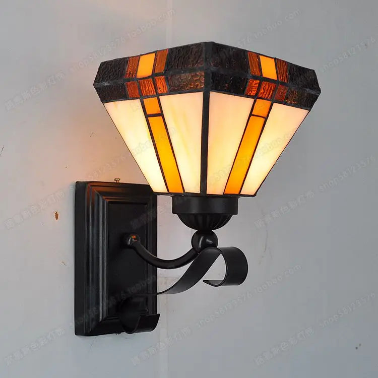 lampe à poser rétro minimaliste en verre tiffany cuivre pour décoration européenne