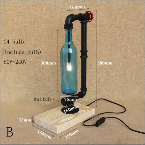lampe de bureau vintage industrielle avec abat-jour en bouteille - vue 9 sur 10