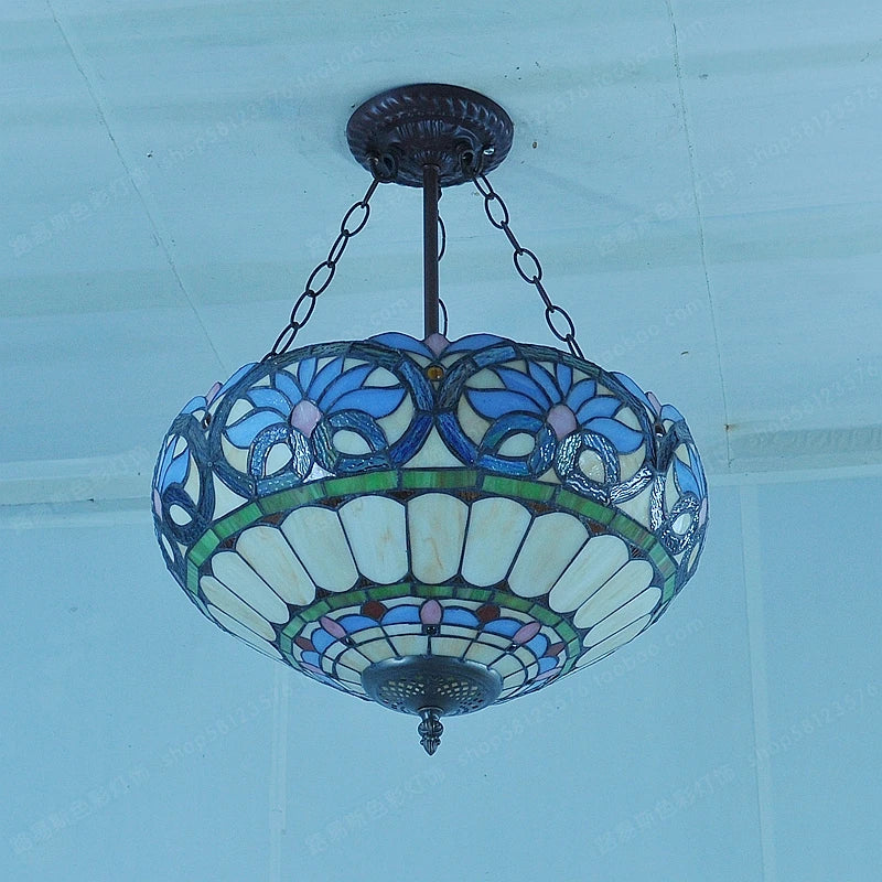 lustre antique style tiffany pour éclairage intérieur et extérieur - vue 7 sur 8