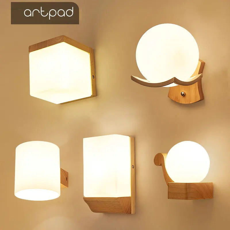 artpad applique murale scandinave bois abat-jour verre décoration intérieure led
