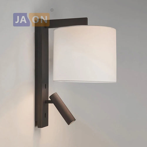 applique murale led nordique en fer et tissu rotatif sans fil - vue 4 sur 6