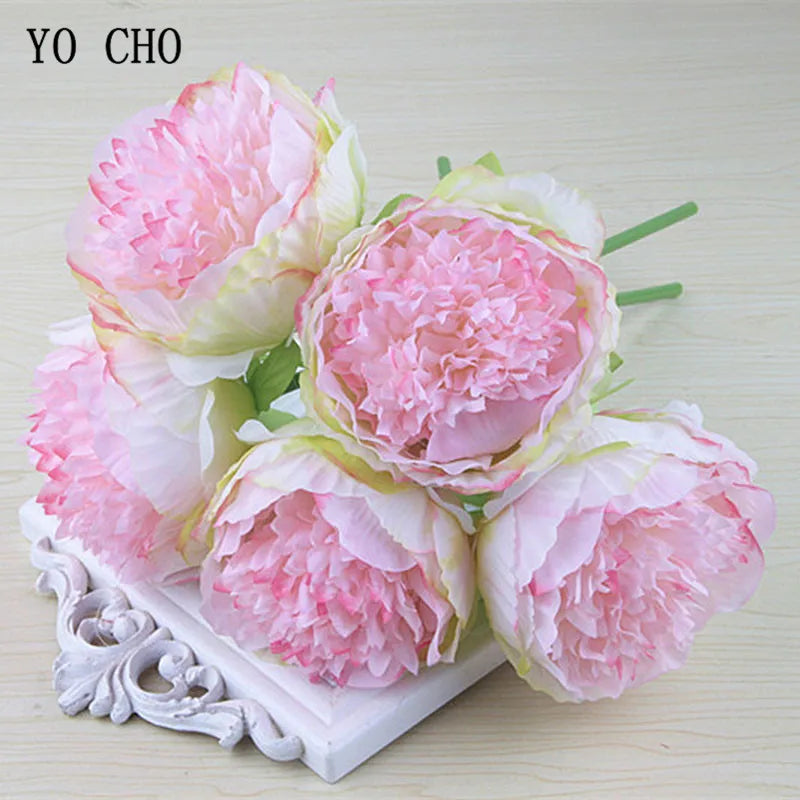 lot de 5 pivoines artificielles pour mariage et décoration intérieure