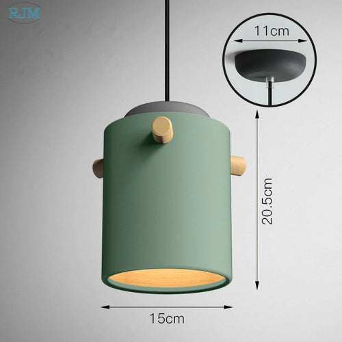 lampe suspendue nordique créative macarons led bois - vue 10 sur 18