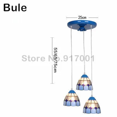 3 Heads Colorful Glass LED Pendant Lamps Light,Bedroom Suspension Hanging Ceiling Lamp - vue 22 sur 30