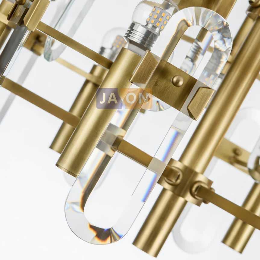 suspension en cristal doré et noir design moderne - vue 6 sur 6