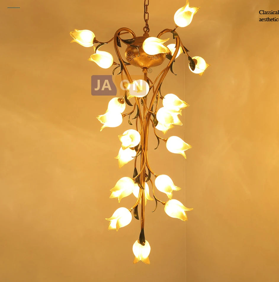 suspension en fer nordique avec verre lys tulipe camélia pour éclairage décoratif - vue 4 sur 12