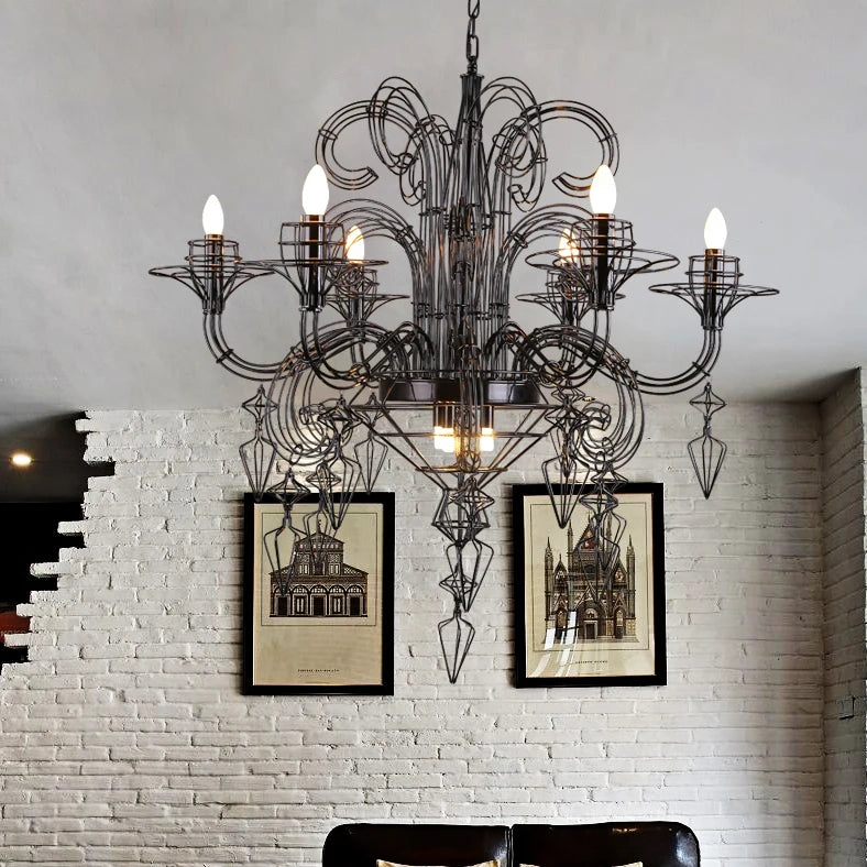 suspension en alliage post-moderne baroque design lumineux - vue 5 sur 6