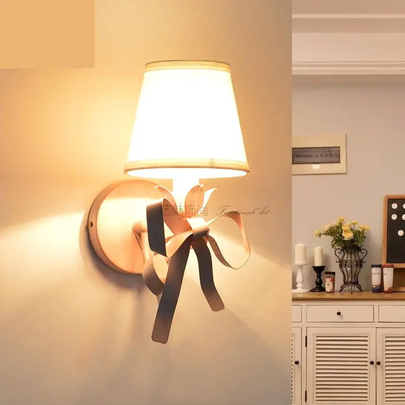 applique murale bow pour chambre de fille abat-jour en tissu