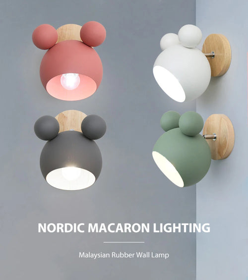 Applique murale modernes dessin animé Mickey style appliques murales colorées cuisine Restaurant macaron lampe de chevet décorative E27 - vue 7 sur 18
