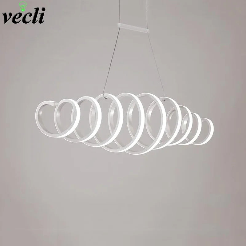 lustre moderne en aluminium avec lumières leds intégrées - vue 4 sur 6