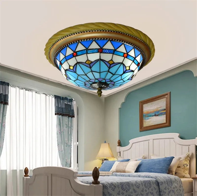 plafonnier en vitrail style méditerranéen pour extérieur et intérieur - vue 4 sur 14