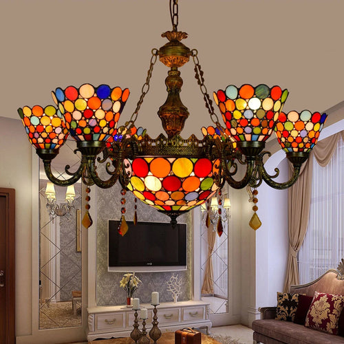 suspension en verre tiffany design moderne pour éclairage intérieur - vue 3 sur 6