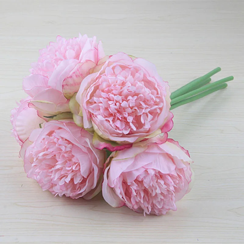 lot de 5 pivoines artificielles pour mariage et décoration intérieure