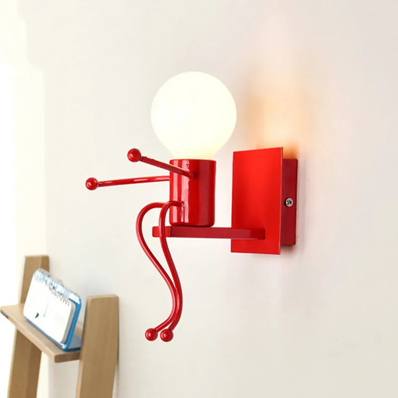 applique murale led en fer avec poupée de dessin animé nordique pour enfants - vue 6 sur 12