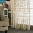 Rideau transparent brodé motif floral style rétro salon